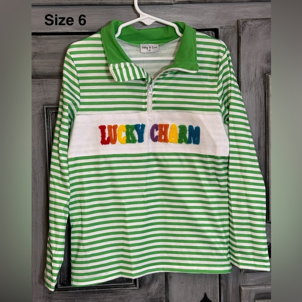 Lucky & Co Green Striped Kids Polo